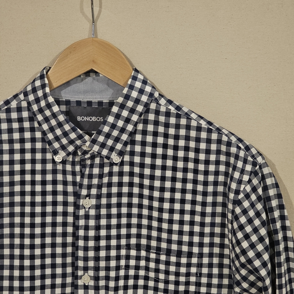 Bonobos Black and White Checkered Dress Shirt